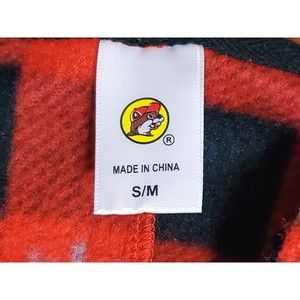 BUCCEE's Adult S/M Hooded Christmas Onesie Pajamas complete w/ Tail. Red & Black